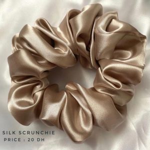 Beige Silk Scrunchie